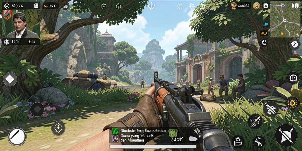 Gameplay MPO666 menampilkan eksplorasi dunia terbuka yang mendalam.
