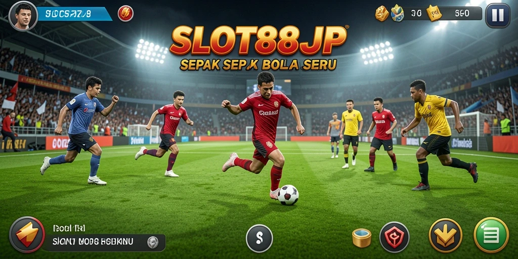 Tampilan gameplay SLOT88JP yang penuh aksi dan strategi sepak bola.
